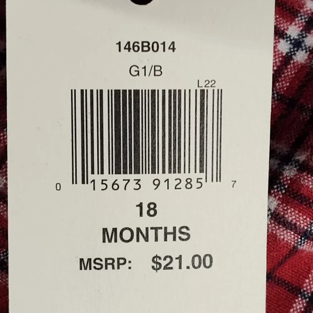 2 OshKosh  Baby 18 Month Cotton Plaid Flannel Long Sleeve Shirts NWTs